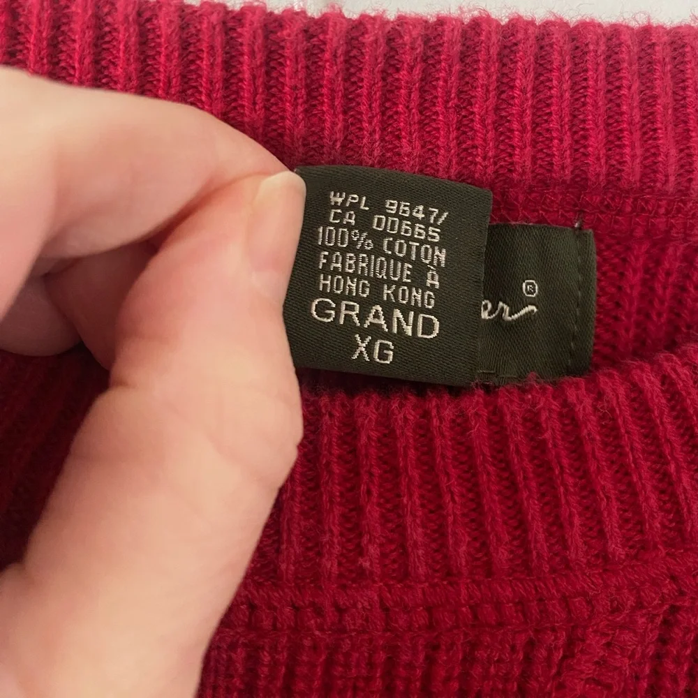 Vtg Eddie Bauer Classic Preppy Red Ribbed Crewneck Thick Knit Sweater XL Tall - Picture 5 of 7